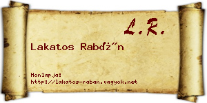 Lakatos Rabán névjegykártya